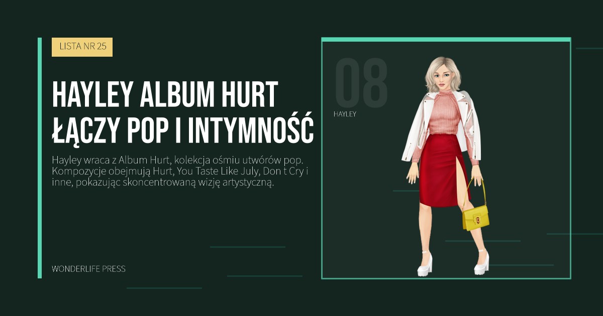 Wonderlife Press: Hayley Album Hurt łączy pop i intymność. portret artystów. LISTA NR 25.