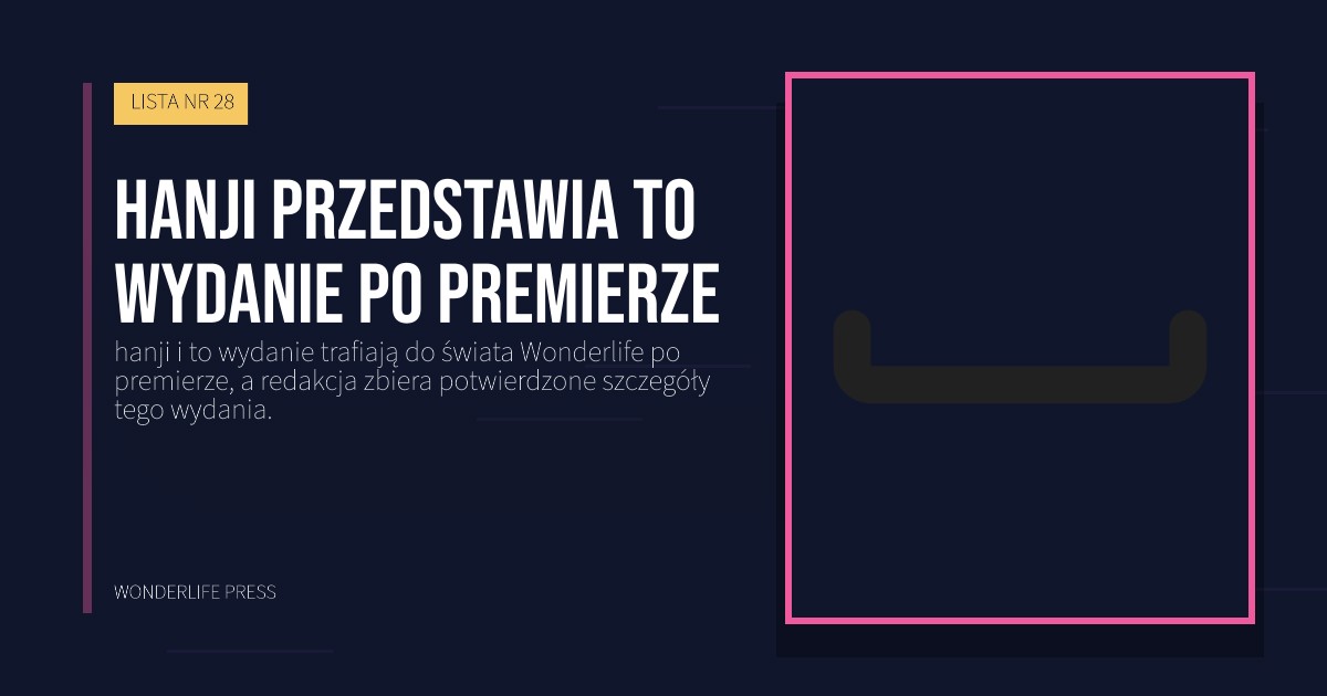 Wonderlife Press: hanji przedstawia to wydanie po premierze. okładka wydawnictwa. LISTA NR 28.