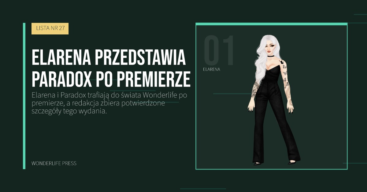 Wonderlife Press: Elarena przedstawia Paradox po premierze. portret artystów. LISTA NR 27.