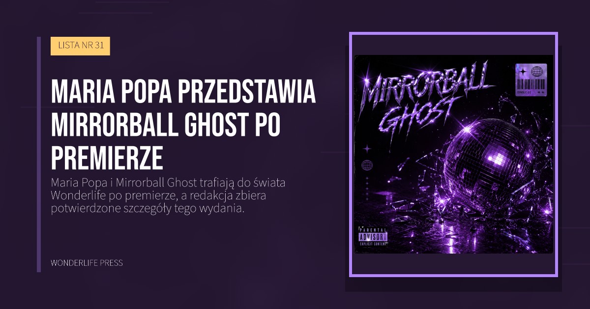 Wonderlife Press: Maria Popa przedstawia Mirrorball Ghost po premierze. okładka wydawnictwa. LISTA NR 31.