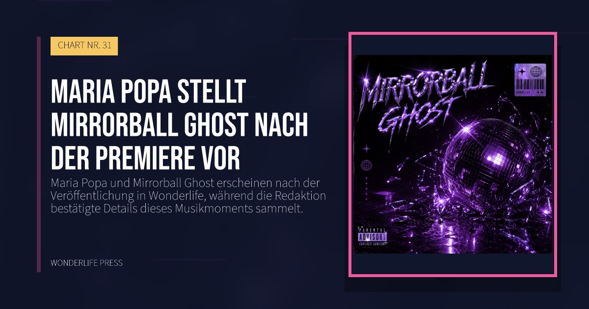 Wonderlife Press: Maria Popa stellt Mirrorball Ghost nach der Premiere vor. Veröffentlichungscover. CHART NR. 31.