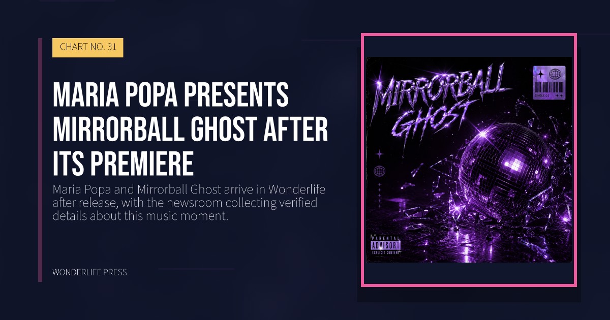 Wonderlife Press: Maria Popa presents Mirrorball Ghost after its premiere. release artwork. CHART NO. 31.