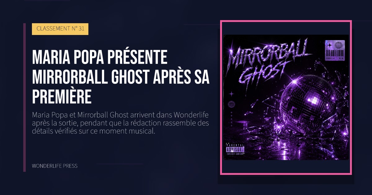 Wonderlife Press: Maria Popa présente Mirrorball Ghost après sa première. pochette de la sortie. CLASSEMENT N° 31.