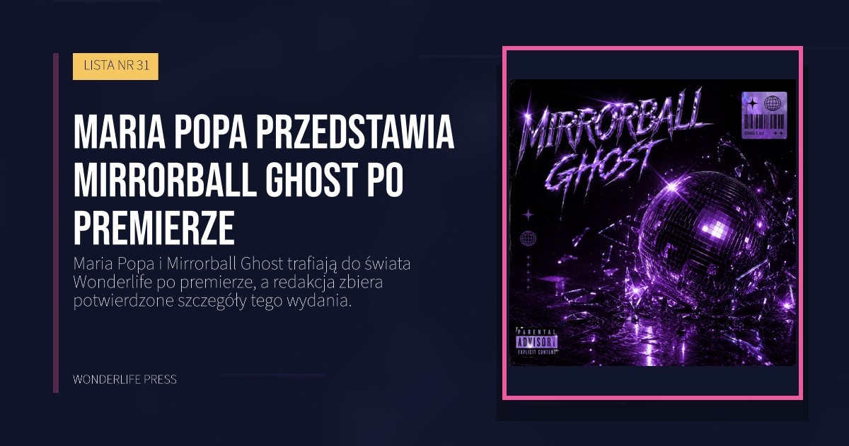 Wonderlife Press: Maria Popa przedstawia Mirrorball Ghost po premierze. okładka wydawnictwa. LISTA NR 31.