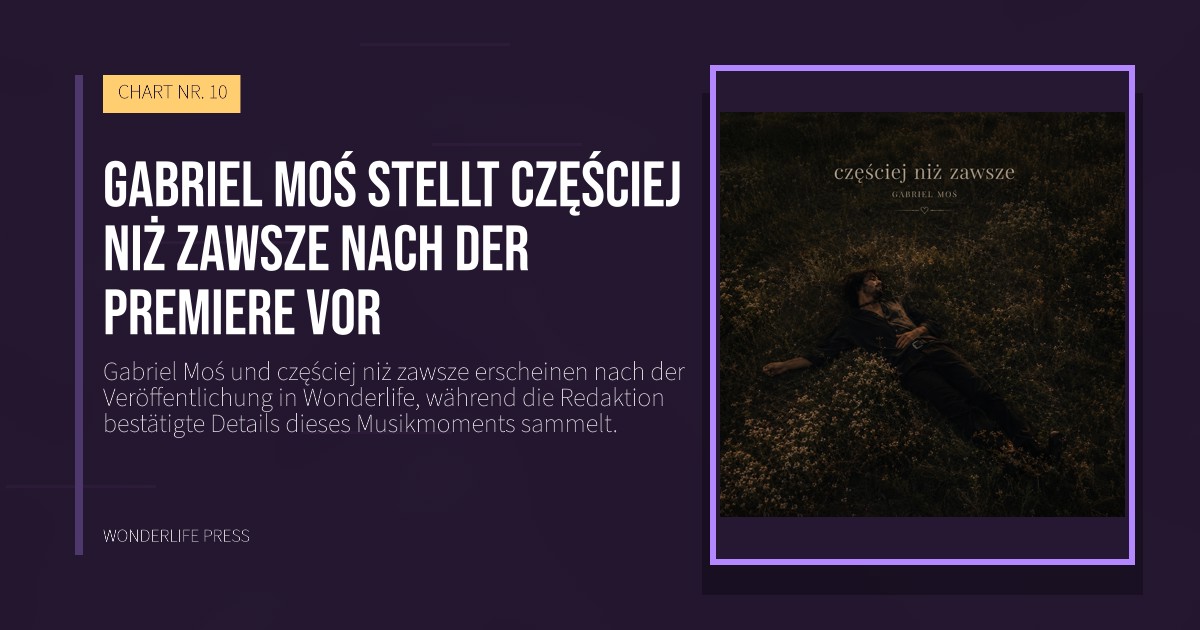 Wonderlife Press: Gabriel Moś stellt częściej niż zawsze nach der Premiere vor. Veröffentlichungscover. CHART NR. 10.