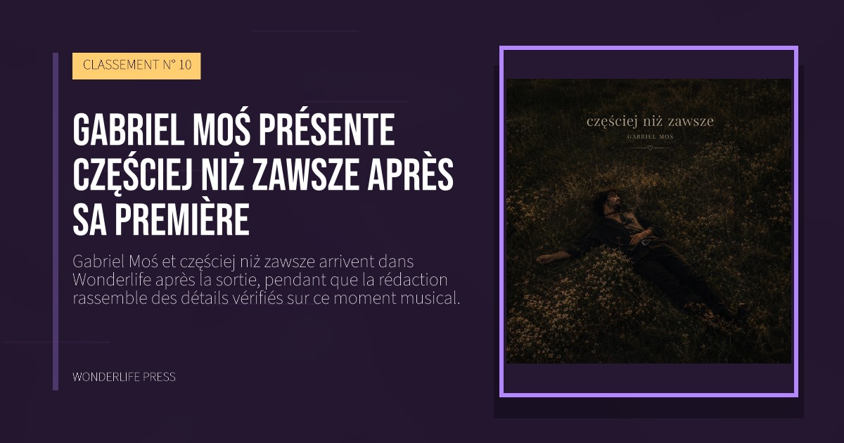 Wonderlife Press: Gabriel Moś présente częściej niż zawsze après sa première. pochette de la sortie. CLASSEMENT N° 10.