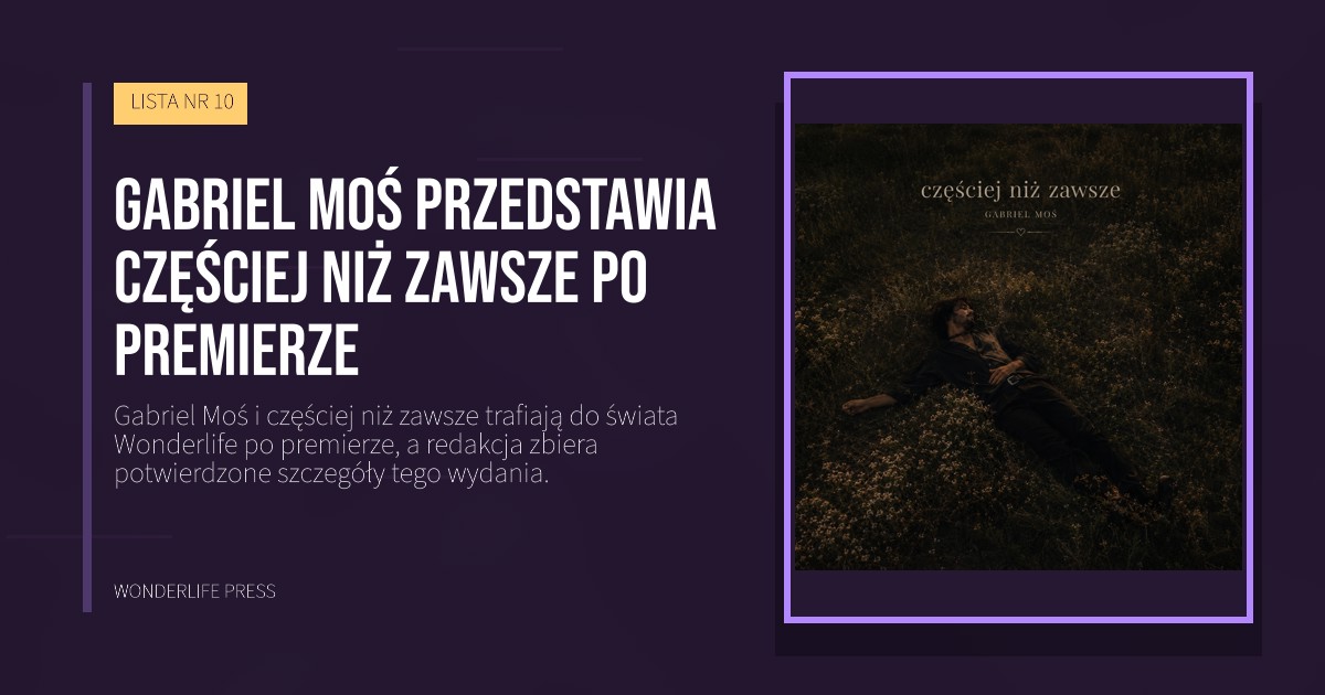Wonderlife Press: Gabriel Moś przedstawia częściej niż zawsze po premierze. okładka wydawnictwa. LISTA NR 10.