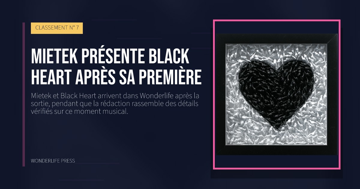 Wonderlife Press: Mietek présente Black Heart après sa première. pochette de la sortie. CLASSEMENT N° 7.