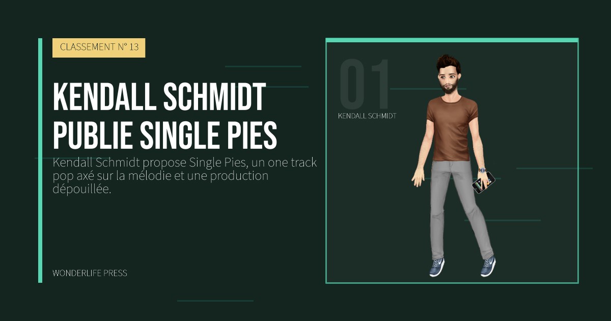 Wonderlife Press: Kendall Schmidt publie Single Pies. portrait des artistes. CLASSEMENT N° 13.