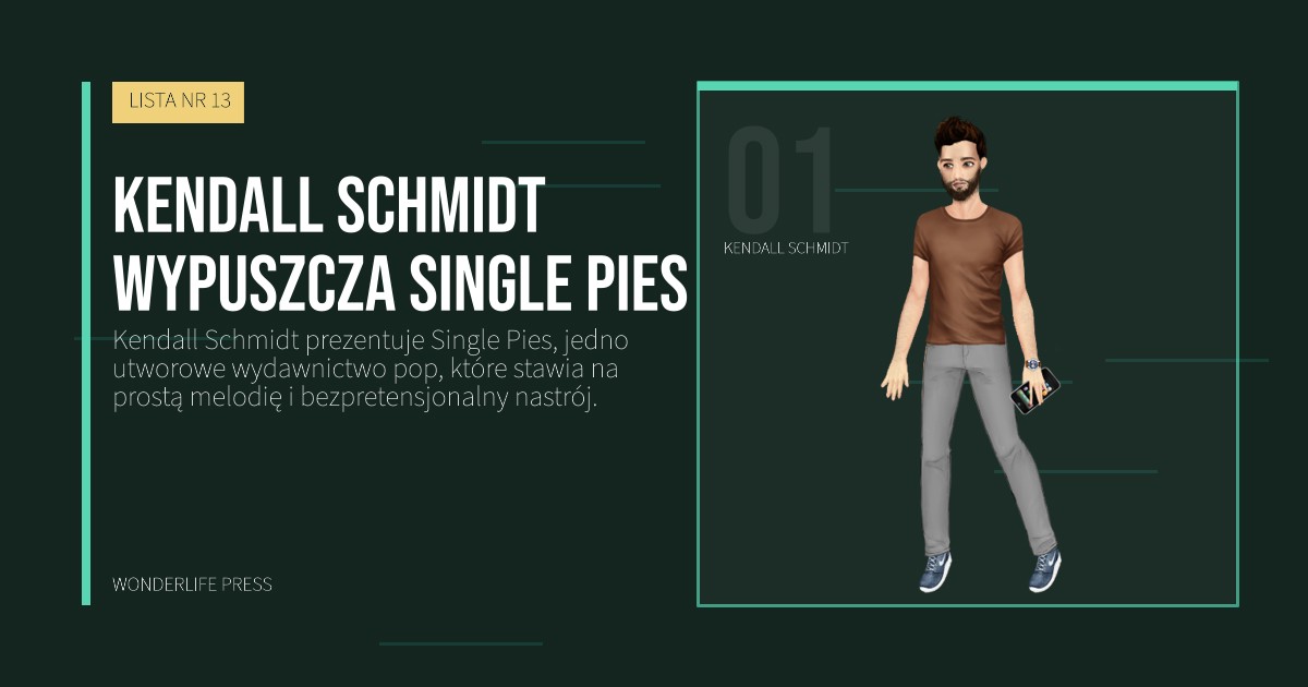 Wonderlife Press: Kendall Schmidt wypuszcza Single Pies. portret artystów. LISTA NR 13.