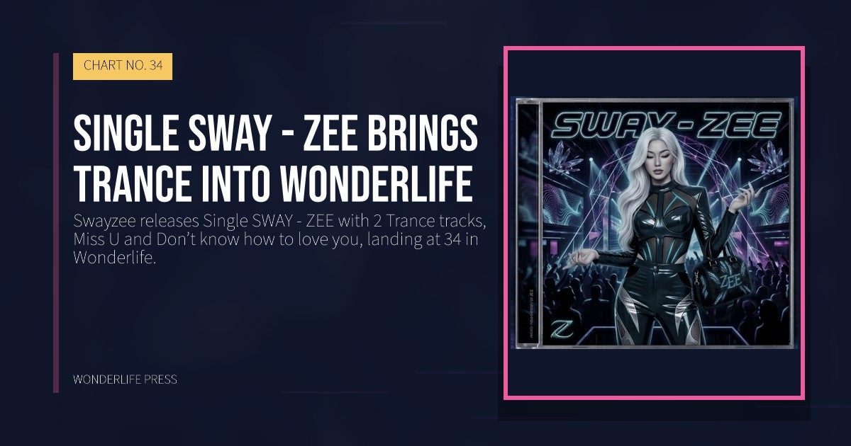 Wonderlife Press: Single SWAY - ZEE brings Trance into Wonderlife. release artwork. CHART NO. 34.