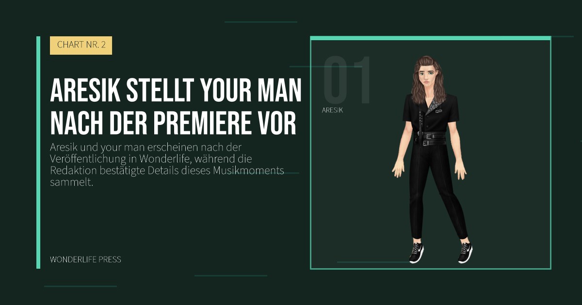 Wonderlife Press: Aresik stellt your man nach der Premiere vor. Künstlerporträt. CHART NR. 2.