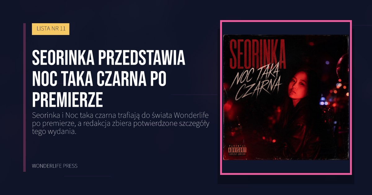 Wonderlife Press: Seorinka przedstawia Noc taka czarna po premierze. okładka wydawnictwa. LISTA NR 11.