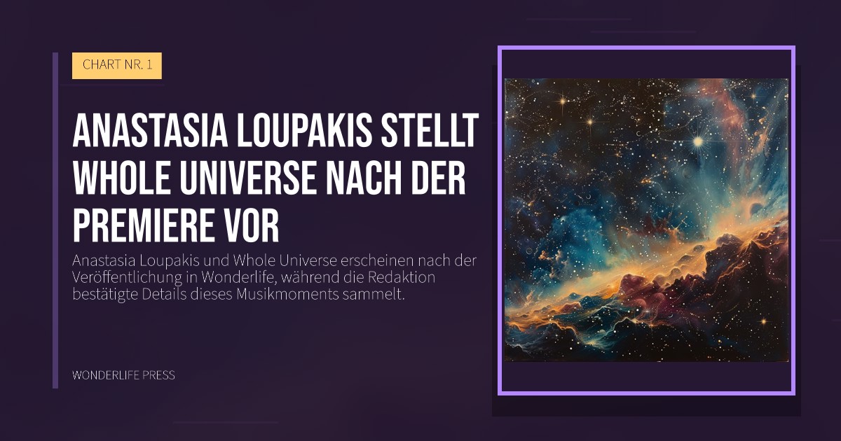 Wonderlife Press: Anastasia Loupakis stellt Whole Universe nach der Premiere vor. Veröffentlichungscover. CHART NR. 1.