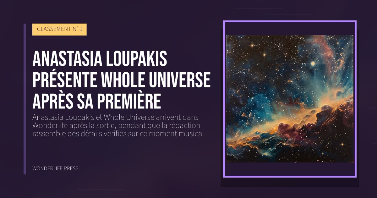 Wonderlife Press: Anastasia Loupakis présente Whole Universe après sa première. pochette de la sortie. CLASSEMENT N° 1.