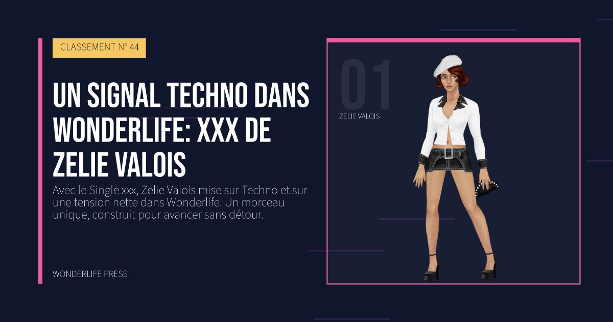 Wonderlife Press: Un signal techno dans Wonderlife: xxx de Zelie Valois. portrait des artistes. CLASSEMENT N° 44.