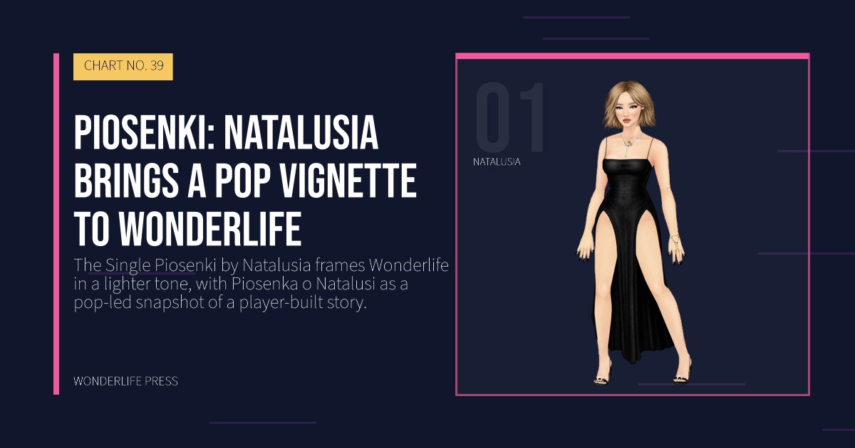 Wonderlife Press: Piosenki: Natalusia brings a pop vignette to Wonderlife. artist portrait. CHART NO. 39.