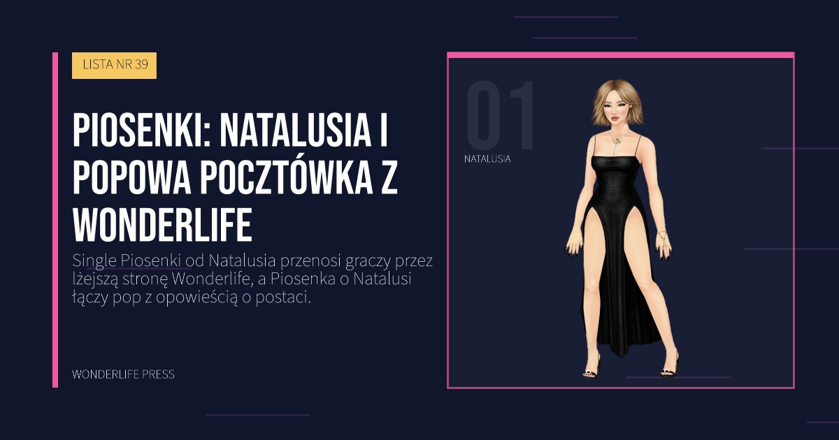Wonderlife Press: Piosenki: Natalusia i popowa pocztówka z Wonderlife. portret artystów. LISTA NR 39.