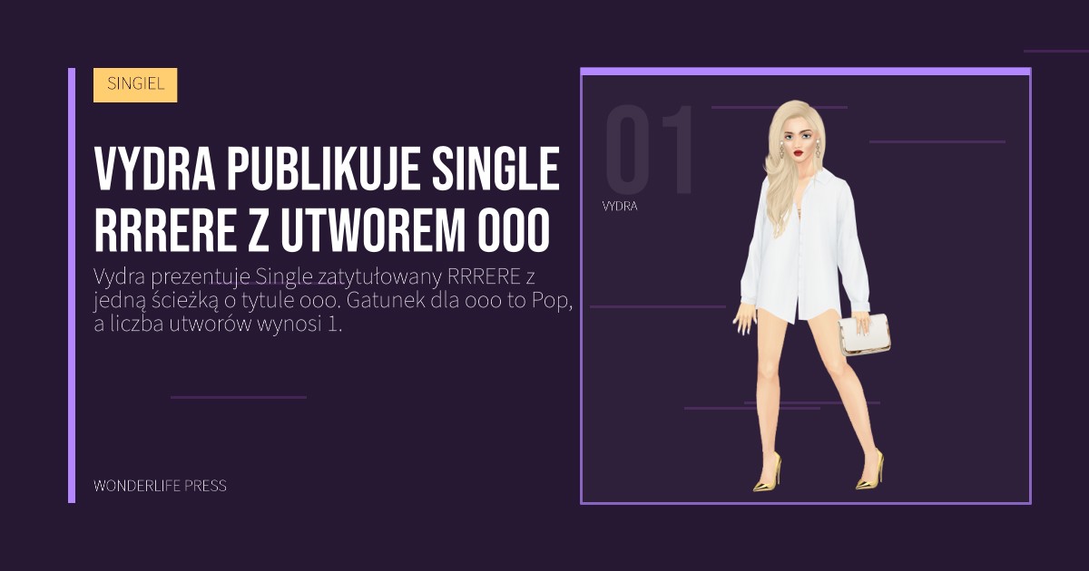 Wonderlife Press: Vydra publikuje Single RRRERE z utworem ooo. portret artystów. SINGIEL.
