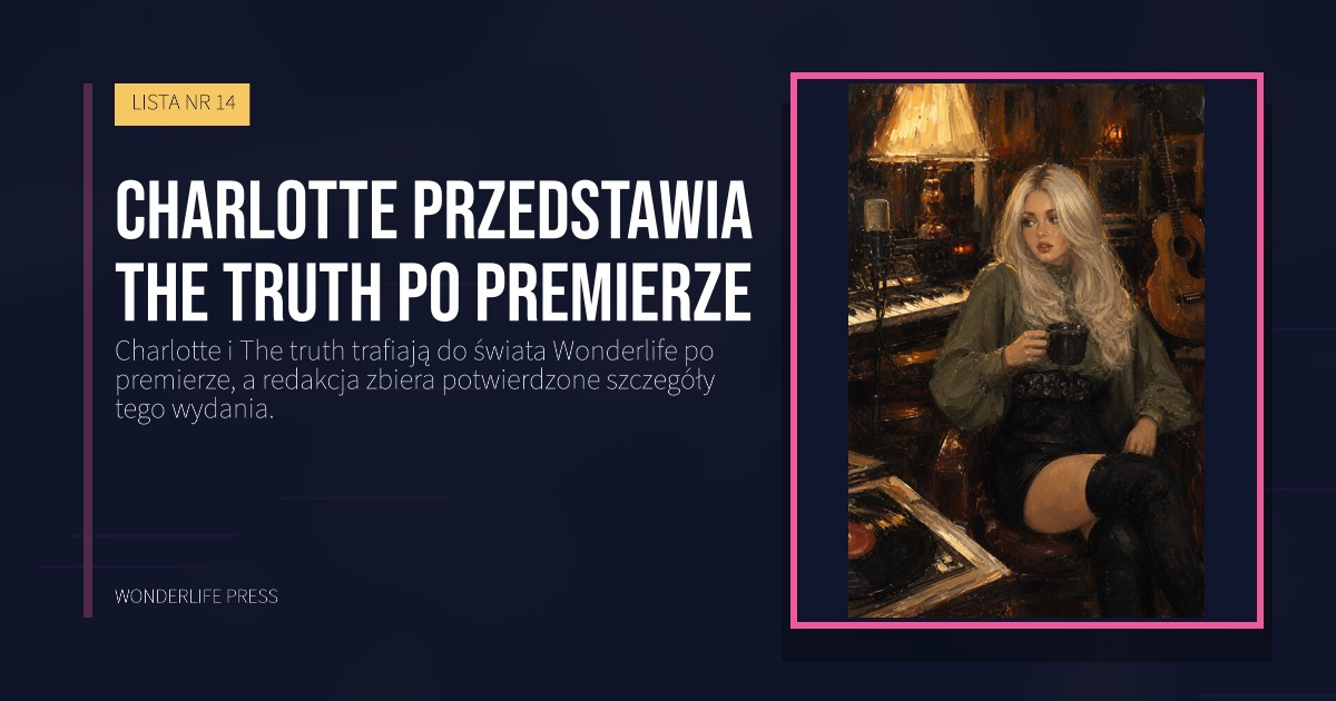 Wonderlife Press: Charlotte przedstawia The truth po premierze. okładka wydawnictwa. LISTA NR 14.