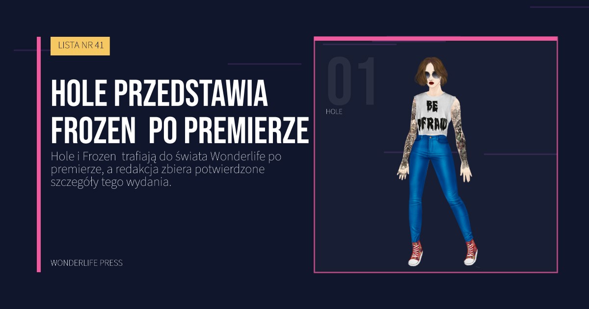 Wonderlife Press: Hole przedstawia Frozen  po premierze. portret artystów. LISTA NR 41.