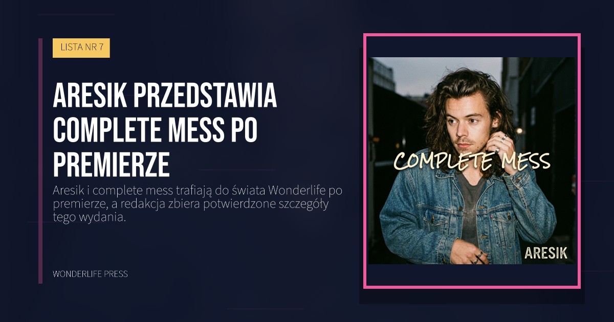 Wonderlife Press: Aresik przedstawia complete mess po premierze. okładka wydawnictwa. LISTA NR 7.