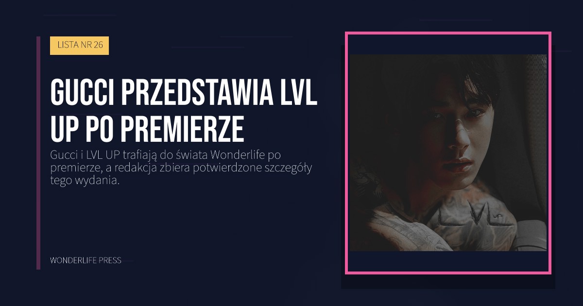 Wonderlife Press: Gucci przedstawia LVL UP po premierze. okładka wydawnictwa. LISTA NR 26.
