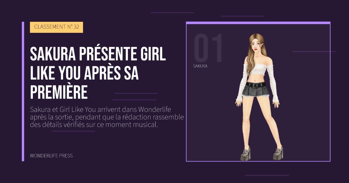 Wonderlife Press: Sakura présente Girl Like You après sa première. portrait des artistes. CLASSEMENT N° 32.