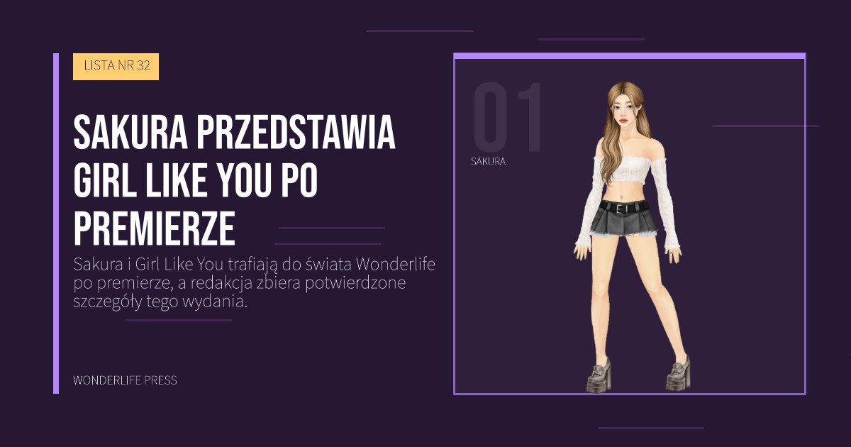 Wonderlife Press: Sakura przedstawia Girl Like You po premierze. portret artystów. LISTA NR 32.