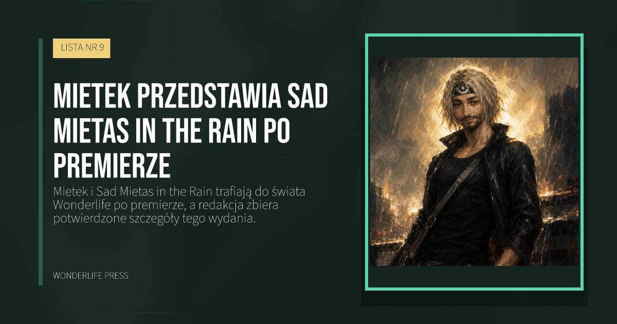 Wonderlife Press: Mietek przedstawia Sad Mietas in the Rain po premierze. okładka wydawnictwa. LISTA NR 9.