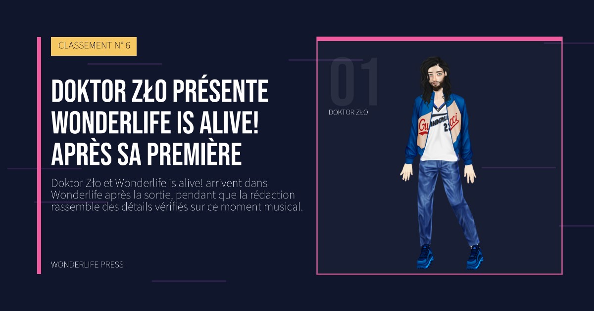 Wonderlife Press: Doktor Zło présente Wonderlife is alive! après sa première. portrait des artistes. CLASSEMENT N° 6.
