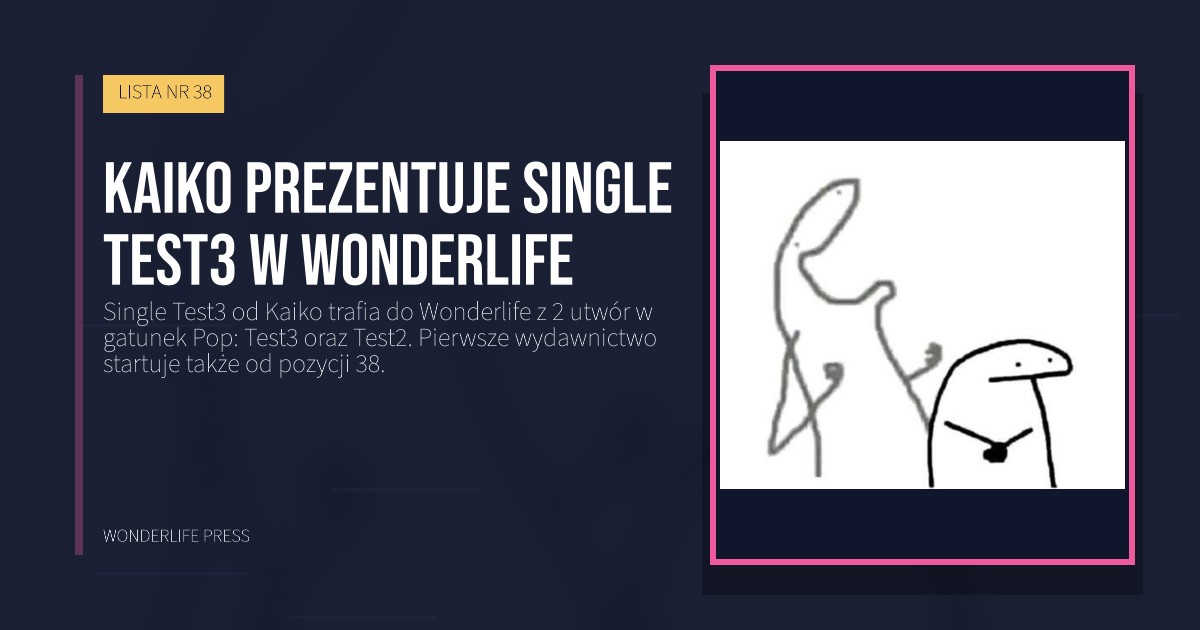 Wonderlife Press: Kaiko prezentuje Single Test3 w Wonderlife. okładka wydawnictwa. LISTA NR 38.