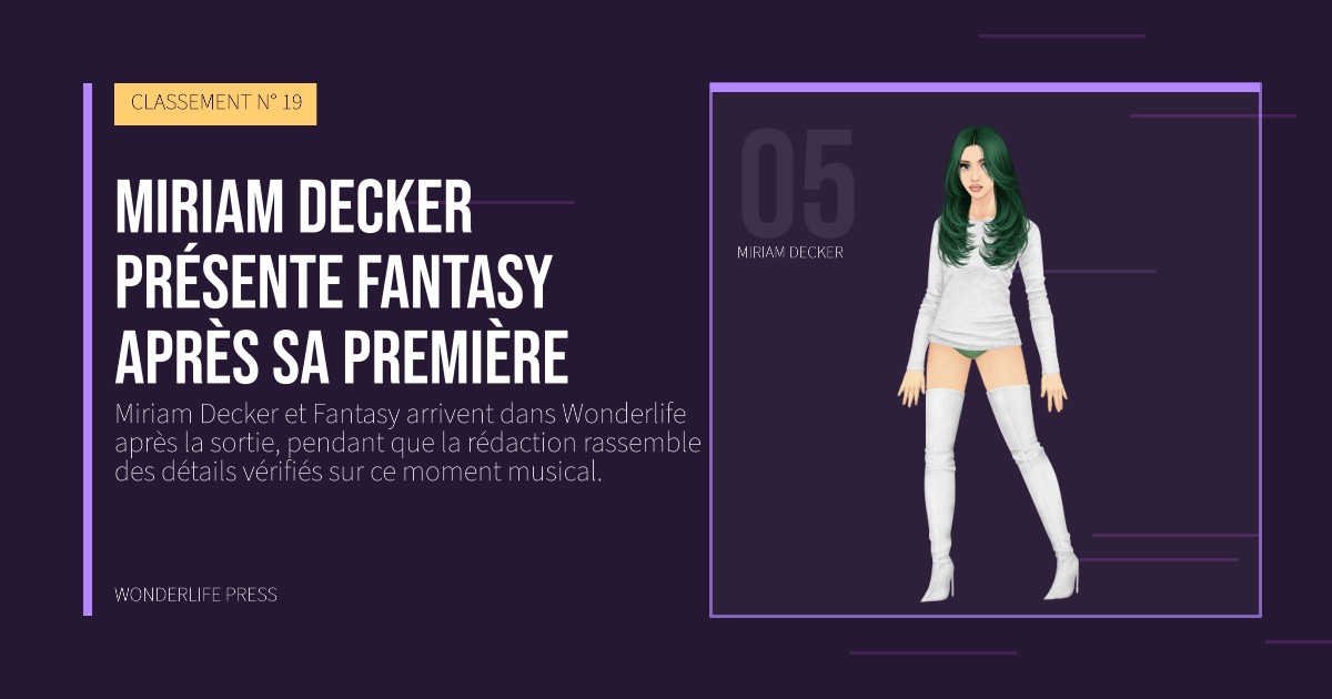 Wonderlife Press: Miriam Decker présente Fantasy après sa première. portrait des artistes. CLASSEMENT N° 19.