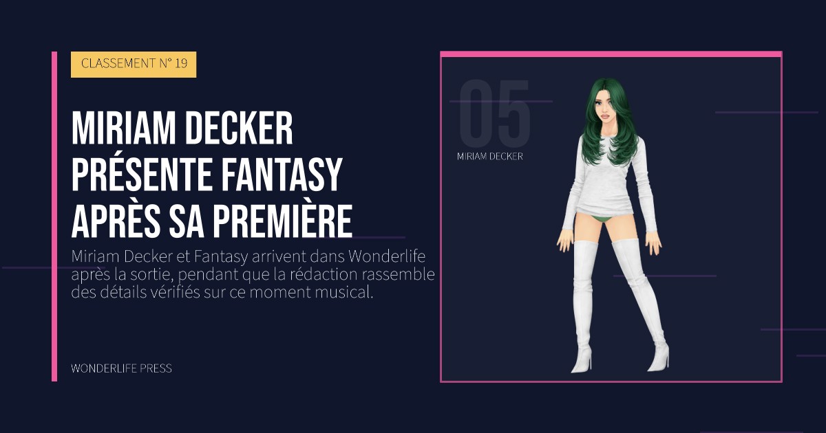 Wonderlife Press: Miriam Decker présente Fantasy après sa première. portrait des artistes. CLASSEMENT N° 19.