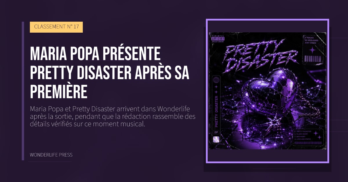 Wonderlife Press: Maria Popa présente Pretty Disaster après sa première. pochette de la sortie. CLASSEMENT N° 17.