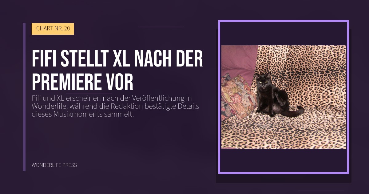 Wonderlife Press: Fifi stellt XL nach der Premiere vor. Veröffentlichungscover. CHART NR. 20.