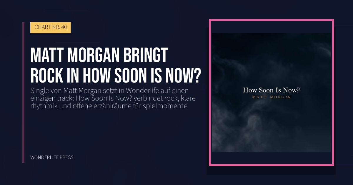 Wonderlife Press: Matt Morgan bringt rock in How Soon Is Now?. Veröffentlichungscover. CHART NR. 40.