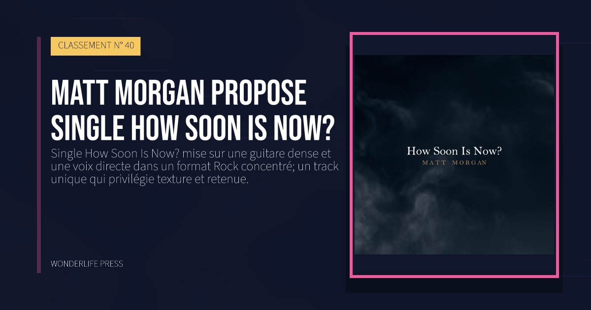 Wonderlife Press: Matt Morgan propose Single How Soon Is Now?. pochette de la sortie. CLASSEMENT N° 40.