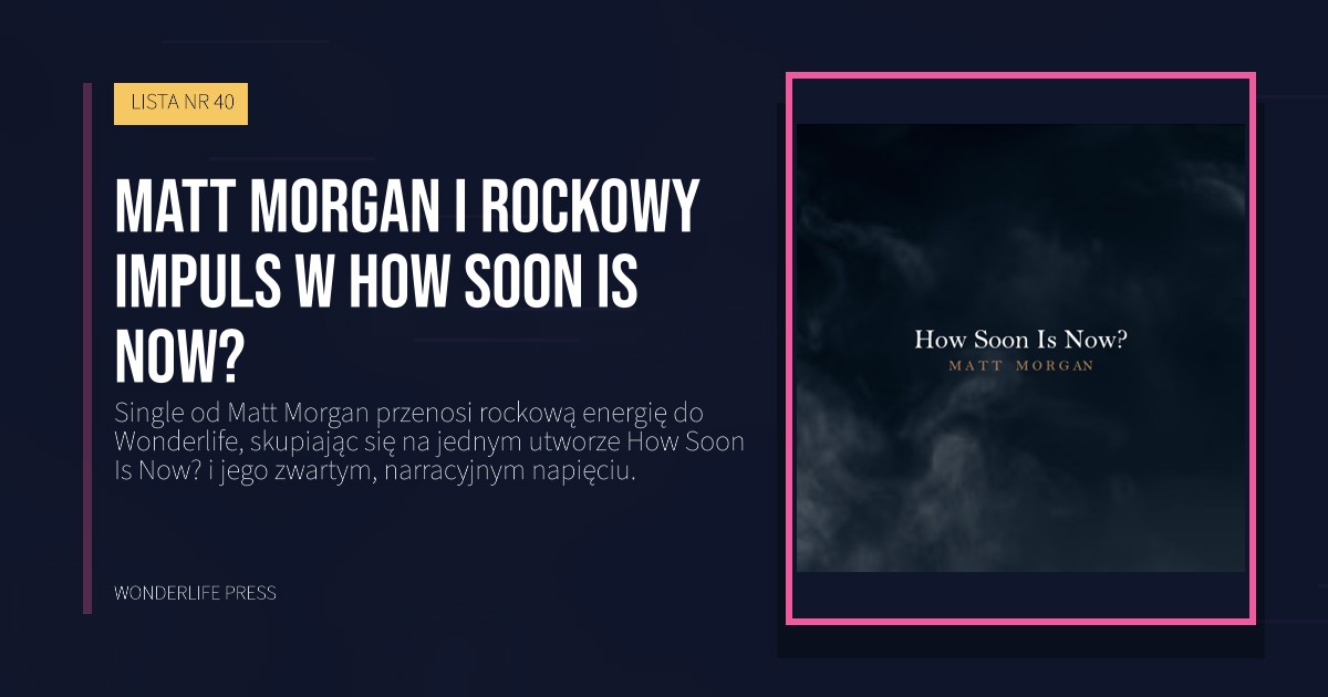 Wonderlife Press: Matt Morgan i rockowy impuls w How Soon Is Now?. okładka wydawnictwa. LISTA NR 40.