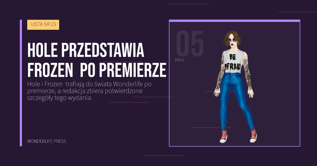 Wonderlife Press: Hole przedstawia Frozen  po premierze. portret artystów. LISTA NR 23.