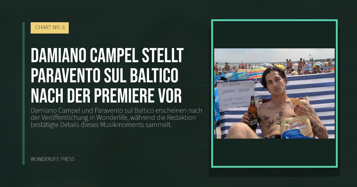 Wonderlife Press: Damiano Campel stellt Paravento sul Baltico nach der Premiere vor. Veröffentlichungscover. CHART NR. 6.