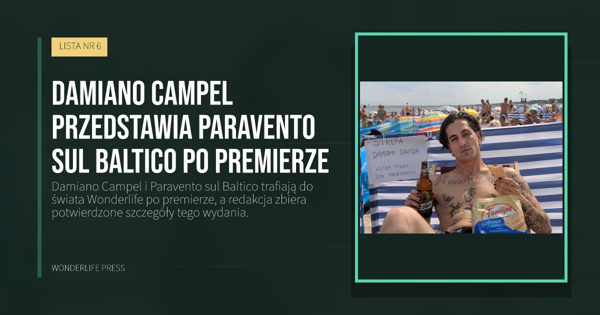 Wonderlife Press: Damiano Campel przedstawia Paravento sul Baltico po premierze. okładka wydawnictwa. LISTA NR 6.