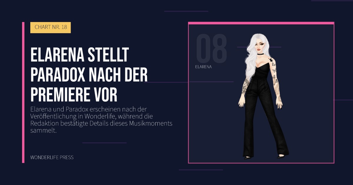 Wonderlife Press: Elarena stellt Paradox nach der Premiere vor. Künstlerporträt. CHART NR. 18.