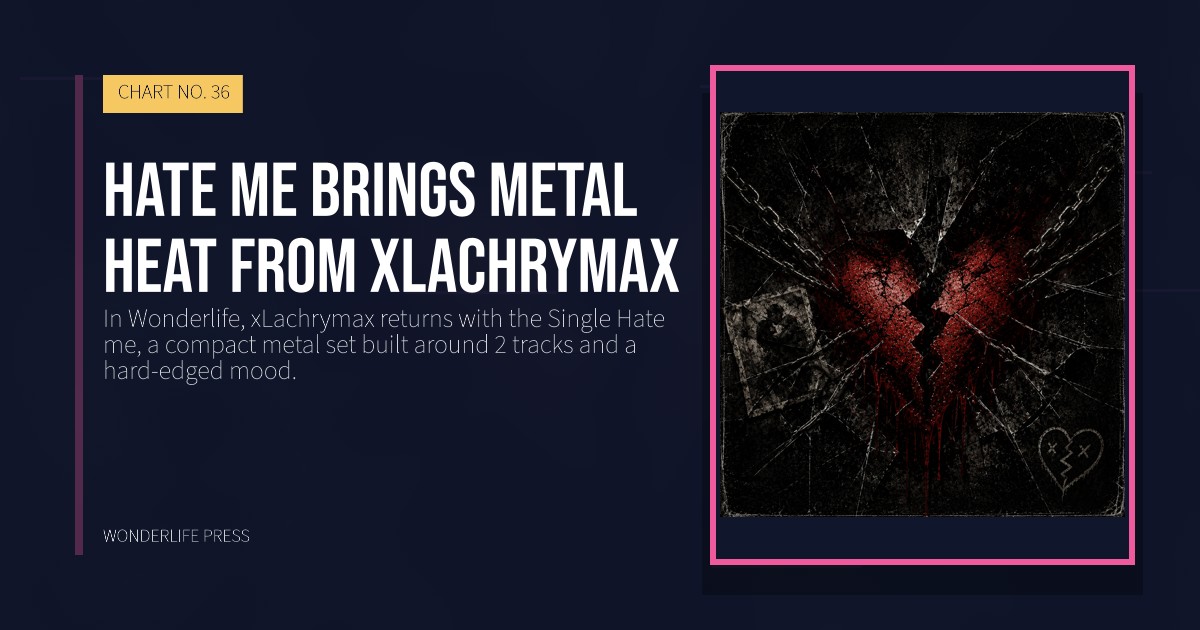 Wonderlife Press: Hate me brings metal heat from xLachrymax. release artwork. CHART NO. 36.