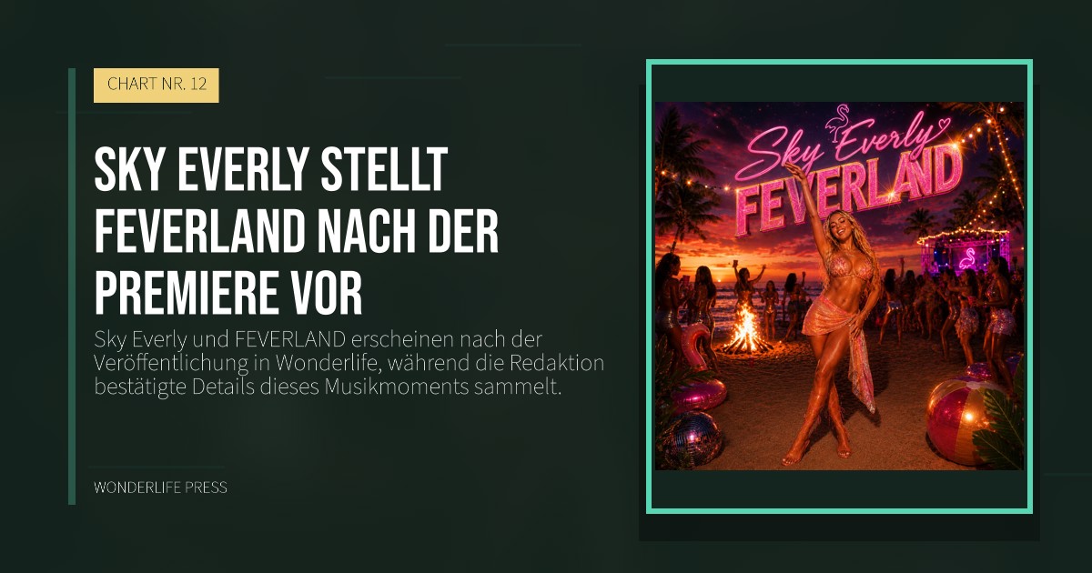 Wonderlife Press: Sky Everly stellt FEVERLAND nach der Premiere vor. Veröffentlichungscover. CHART NR. 12.