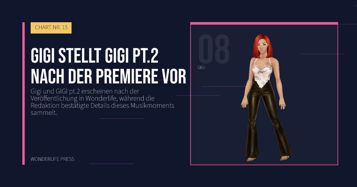 Wonderlife Press: Gigi stellt GIGI pt.2 nach der Premiere vor. Künstlerporträt. CHART NR. 15.