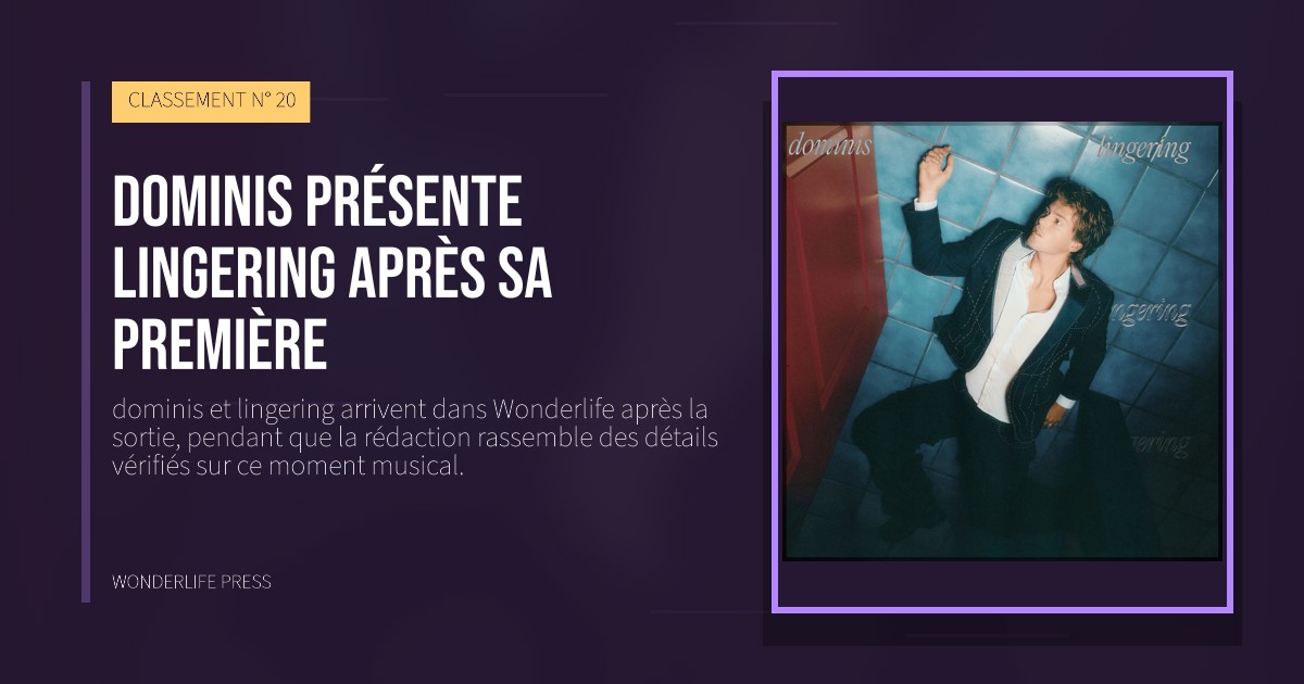 Wonderlife Press: dominis présente lingering après sa première. pochette de la sortie. CLASSEMENT N° 20.