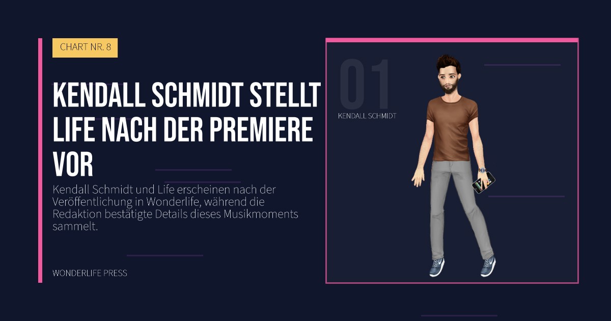 Wonderlife Press: Kendall Schmidt stellt Life nach der Premiere vor. Künstlerporträt. CHART NR. 8.