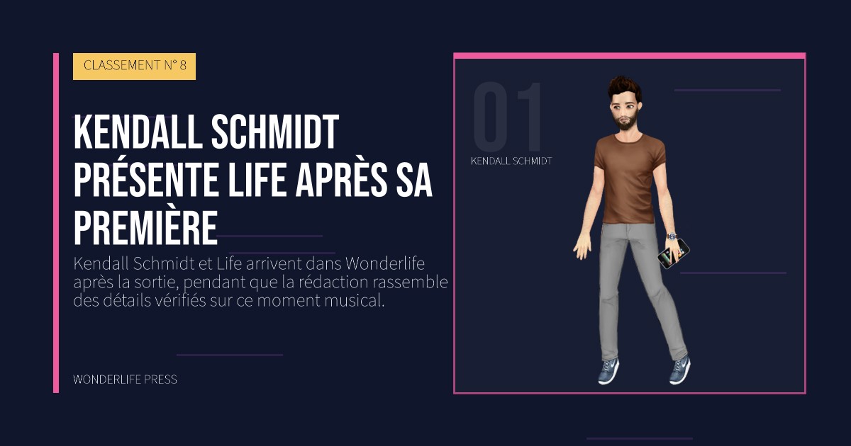 Wonderlife Press: Kendall Schmidt présente Life après sa première. portrait des artistes. CLASSEMENT N° 8.