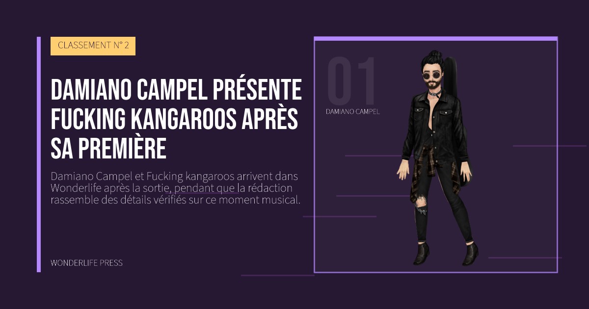 Wonderlife Press: Damiano Campel présente Fucking kangaroos après sa première. portrait des artistes. CLASSEMENT N° 2.